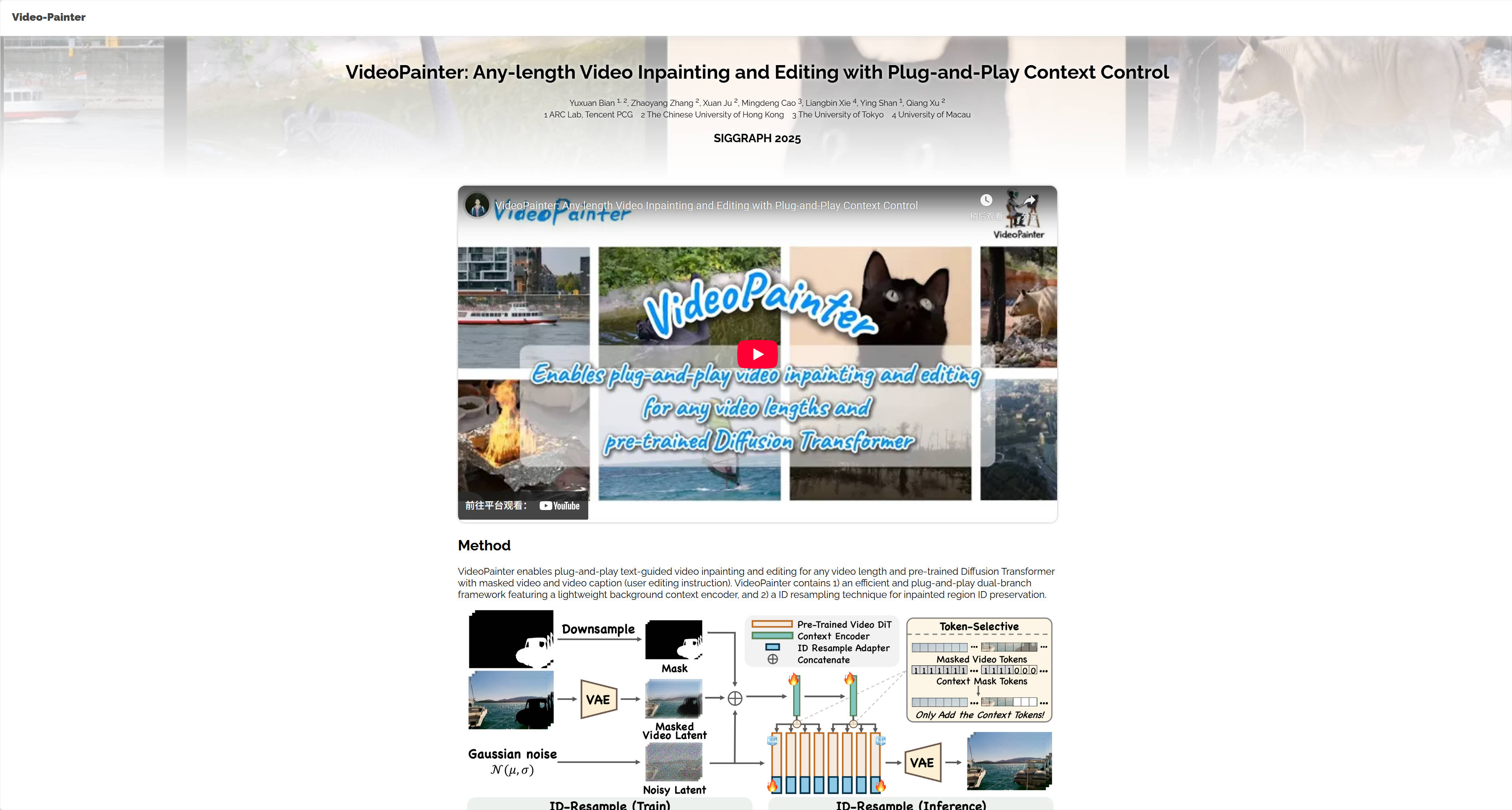 VideoPainter: Any-length Video Inpainting and Editing with Plug-and-Play Context Control
