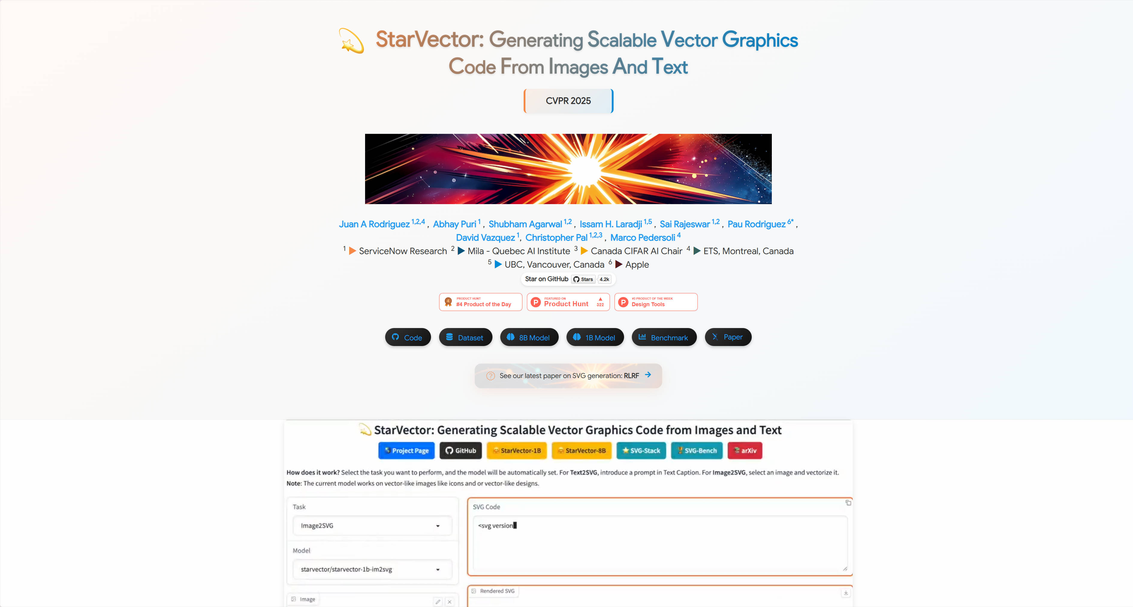StarVector: Generating Scalable Vector Graphics Code From Images And Text