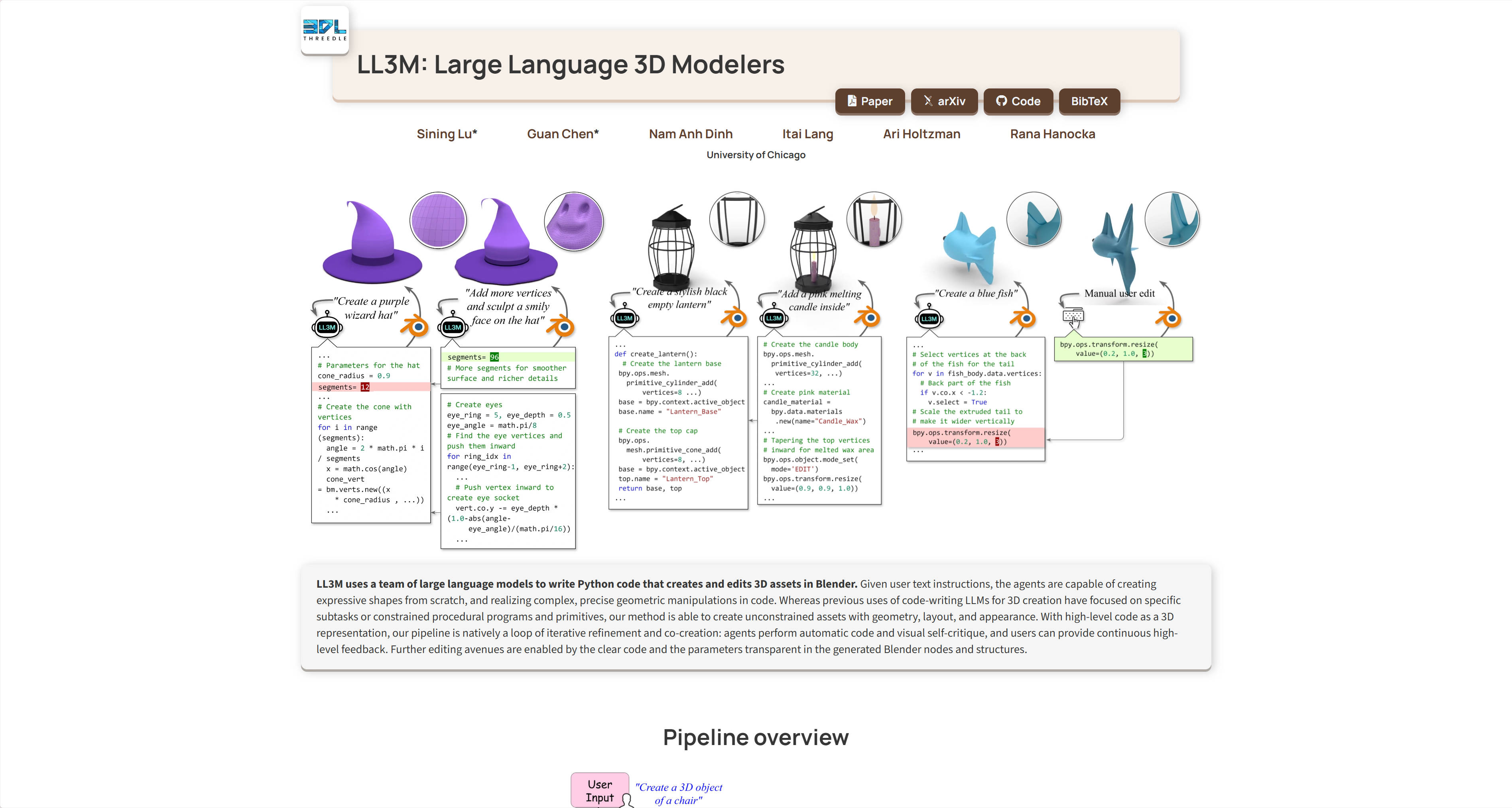 LL3M: Large Language 3D Modelers