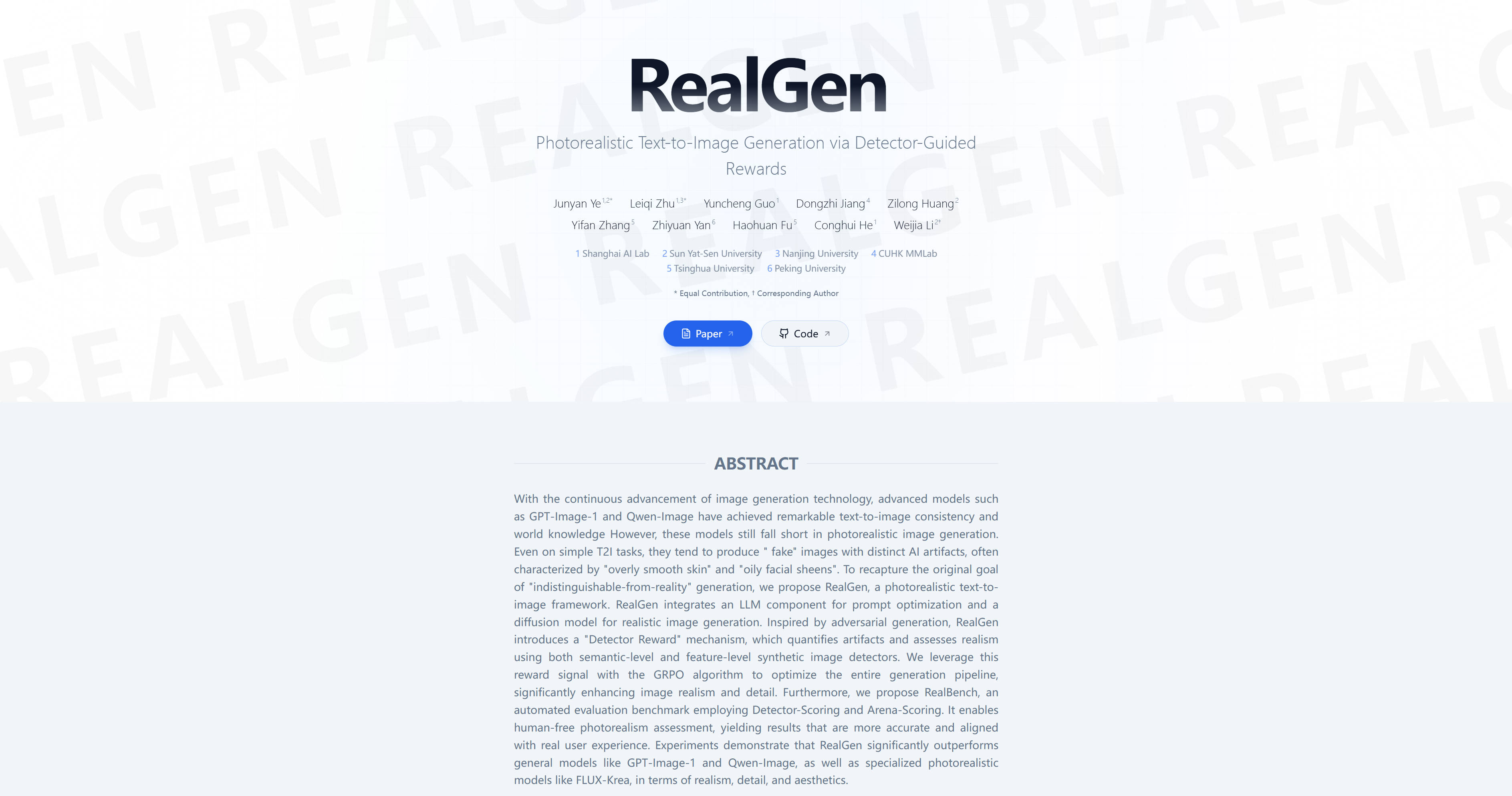 RealGen: Photorealistic Text-to-Image Generation via Detector-Guided Rewards
